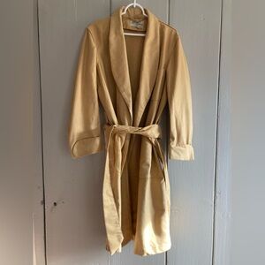 Vintage L.L. Bean Chamois Cloth Robe Made in USA Mustard Yellow Size Small